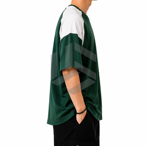 T-shirt Homme Oversize à Imprimé Géométrique Manches Courtes Col Rond Formel Streetwear Vert Blanc Respirant Tricoté Polyester Numérique - Product Image 3
