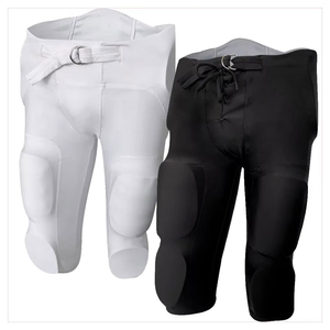 Black Padded Football Pants Belt Closure <b>Athletic</b> Sportswear Breathable Adult Football Practice Gear Mens Performance Wear black - Product Image 5