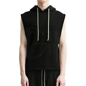 Hoodies personnalisés à coupe carrée, sans manches, courts, unisexes, avec appliques brodées, écologiques, anti-boulochage - Product Image 1