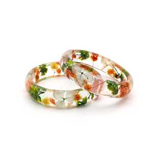 Handmade Epoxy <b>Resin</b> Bangle Floral Pattern Pressed Real Flowers Round Shape Art Jewelry Collectible <b>Resin</b> <b>Crafts</b> - Product Image 5