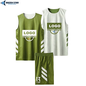 DAIZEN STAR Basketball Jersey Set Green White Sleeveless Mesh Sublimated Moisture Wicking Polyester Adult Unisex V-neck Regular - Product Image 2