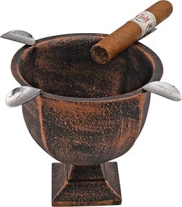 Vintage Iron Round Cigar <b>Ashtray</b> with 4 Cigar Rests Decorative Tabletop Pedestal Bar Lounge Hotel Home Outdoor Use - Product Image 5