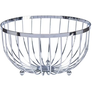 Corbeille à fruits en fil métallique chromé, creuse, ronde, en acier inoxydable, pour comptoir, support de rangement pour légumes, pour cuisine - Product Image 1