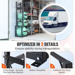 Rack per Serbatoi di Refrigerante 15.55x12.99x49.8 pollici con 1 Serbatoio da 50 libbre, 2 Serbatoi da 30 libbre e 3 Supporti per Bombole Piccole - Product Image 2