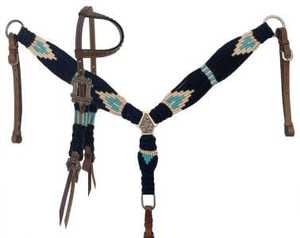 Cabezada y Pechopetral Ecuestres de Cuero y Mohair Occidental - Equipo Duradero y Multifuncional para Montar a Caballo (Personalizable) - Product Image 3