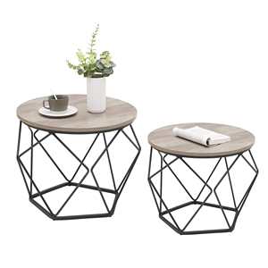 Mesa Auxiliar Redonda con Tapa de Mármol, Estructura Metálica, para Sala de Estar, Sofá, Mueble para el Hogar, Decoración Moderna para Interiores, Diseño Hexagonal Negro - Product Image 1