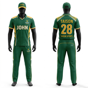 Premium 180 GSM polyester <b>cricket</b> uniform breathable yellow blue panel design sublimation print custom logo men team wear - Product Image 5