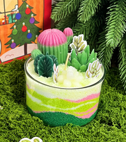 Lilin Aromaterapi LANJO DIY Lukisan Pasir Beraroma Lilin Sawit Ramah Lingkungan Lilin Kaktus Sukulen Mewah Lilin Pembakaran Lambat Paskah