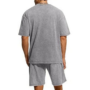 Men Acid Wash Summer <b>Set</b> Soft Lightweight Two Piece Outfit Breathable Acid Wash Fabric For Beach Vacation Outdoor Adventures - Product Image 3