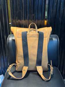 Soft Touch Genuine Leather <b>Roll</b> Top <b>Backpack</b> Comfortable Cowhide Rucksack Stylish Laptop Bag Travel Pack LRTB-0131 - Product Image 5