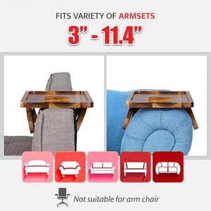 Table de canapé stable en bois |   Plateau antidérapant pour accoudoir de canapé |   Fabricant de plateaux de canapé pliables en bois - Product Image 6