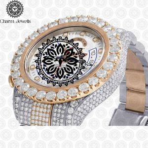 Montre de Luxe Charm Jewells en Acier Inoxydable, Boîtier 40mm, Verre Mécanique Lumineux, Style Hip Hop Élégant, Bracelet Unisexe 20mm, Étanchéité 10 Bar - Product Image 3