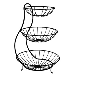 Modern Metal Wire Fruit <b>Basket</b> with Leather Handles Round Black Vegetable <b>Bread</b> Storage Bin Organizer Kitchen Countertop <b>Basket</b> - Product Image 6