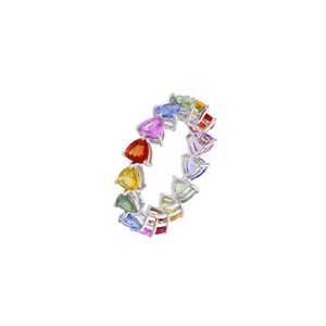 Rainbow Sapphire Infinity Band <b>Ring</b> 925 Sterling Silver Natural Multi Color Sapphire Classic <b>Cocktail</b> <b>Ring</b> <b>Gold</b> Plated Women - Product Image 4