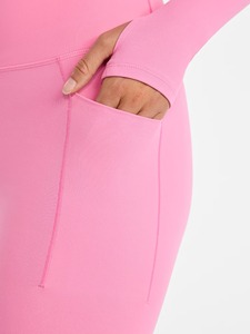 Leggings roses à taille haute sans couture, longueur intégrale, sportifs, tricotés, extensibles, pour femmes - Product Image 6