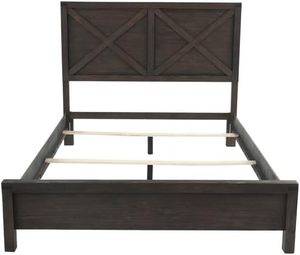 Cama tamaño Queen rústica contemporánea con cabecero de diseño X Estructura de cama de madera maciza en estilo tradicional - Product Image 1