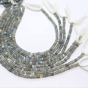 Cuentas facetadas de labradorita natural AAA de 4 mm, cuentas de labradorita azul brillante de 12 pulgadas para joyería - Product Image 3
