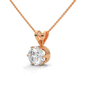 Collier pendentif en or rose avec diamant solitaire de laboratoire, bijoux raffinés pour une collection personnelle élégante et des cadeaux - Product Image 1