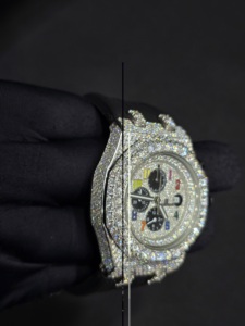 Reloj de Lujo para Hombre, de Acero Inoxidable, con Cristales de Imitación, Cronógrafo de Cuarzo, 41 mm, Analógico, con Números Romanos, Correa de Goma, Cierre de Mariposa, para Niños - Product Image 3