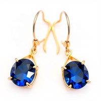 925 Sterling Silver Drop Zircon Boucles d'oreilles Bijoux de mariage à la mode avec pierre bleue et perle diamant pour les femmes