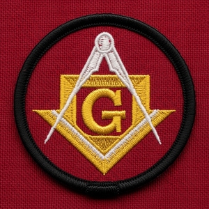 Patch brodé rond pour tablier maçonnique avec logo R, badge thermocollant pour franc-maçon - Product Image 4