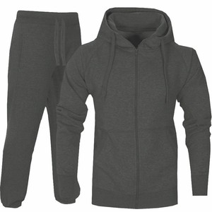 Men's Green Hooded Tracksuit Set Full <b>Zip</b> Sweatshirt and Jogger Pants Solid Color Casual Autumn Wear Breathable Polyester - Product Image 3