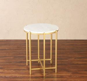 Mesa Consola Redonda Moderna con Tapa de Mármol y Patas de Latón, Mueble Decorativo para Sala de Estar - Product Image 3