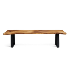 Solid Wood Volta Live Edge Sua Wood <b>Bench</b> Modern Industrial Premium Natural Edge Metal <b>Leg</b> Dining Room Furniture Home Furniture - Product Image 2
