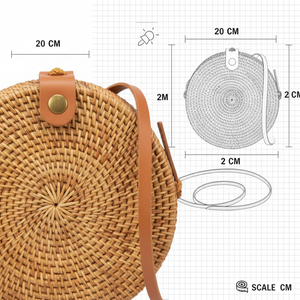 Sac bandoulière en paille tressée à la main pour femme, style bohème, fermeture éclair, sac à main naturel, capacité 2L, fournisseur Vietnamien OEM - Product Image 2