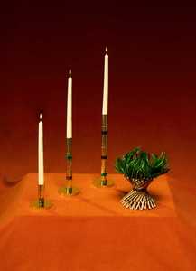 Lumina Candlestick Holder with Green and <b>Red</b> Inlays for Home Decoration - Product Image 4