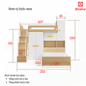 Cama litera inteligente Ohaha con armario y escritorio - GTTM017 - Product Image 6