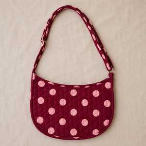 Bolso de Hombro Acolchado con Estampado de Lunares para Mujer, Bolso Bandolera de Tela de Algodón con Cremallera, Bolso de Hombro de Algodón Orgánico para Uso Diario y Viajes - Product Image 2