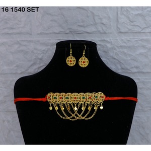 Ensemble de collier choker en or arabe élégant pour femmes, ensemble de bijoux de mariée traditionnels du Moyen-Orient, style Dubaï, bijoux de luxe Dubaï - Product Image 4