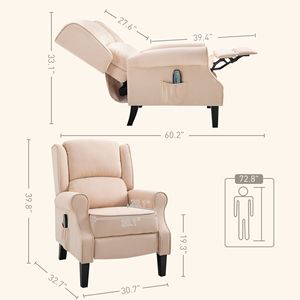Poltrona Massaggiante Reclinabile Bianco Crema con Telecomando, Funzione Riscaldante e Tasca Laterale - per Massaggio Spalle, Glutei e Gambe - Product Image 3