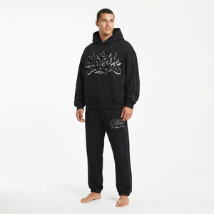 Custom Men's Oversized Drop Shoulder Hoodie Jogger Tracksuit Streetwear Custom Printing <b>Embroidery</b> Private Label Manufacturer - Product Image 1