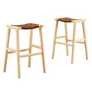 Taburete de bar premium hecho con estructura de madera de teca maciza en color natural y material de alta calidad para uso en interiores y exteriores. - Product Image 2
