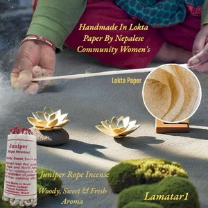 Juego de incienso de cuerda de enebro hecho a mano respetuoso con el medio ambiente en Nepal, paquete de 3, Meditación de Yoga, quema suavemente, Lokta Natural mecha de papel, 20-30 min - Product Image 2