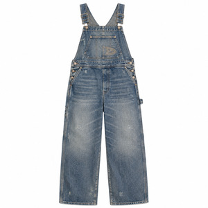 Men Washed Blue Denim <b>Baggy</b> Overalls Logo Embroidery Y2K Oversized Streetwear Utility Pocket Jean <b>Dungarees</b> - Product Image 2