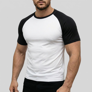 T-shirt en jersey raglan à manches courtes pour hommes, en coton respirant, décontracté et sportif - Product Image 3