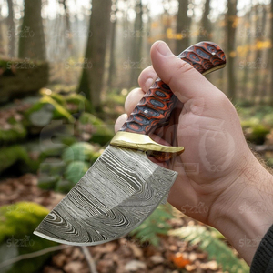 Cuchillo de Caza de Acero de Damasco Hecho a Mano Personalizado OEM con Mango de Madera Exótica, Hoja Fija, para Camping, Táctico, EDC - Product Image 2