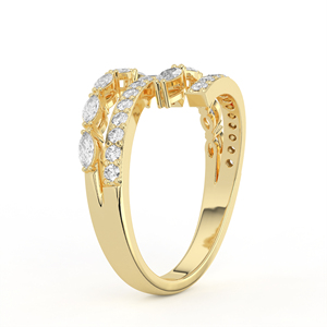 Anillo de compromiso solitario de oro de 14K y 18K con diamante cultivado en laboratorio de corte marquesa, diseño cruzado contemporáneo y piedra de acento redonda - Product Image 6