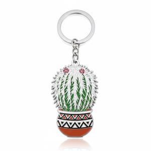 Llavero de metal esmaltado personalizado con cactus, regalo de recuerdo de planta de dedo verde - Product Image 3