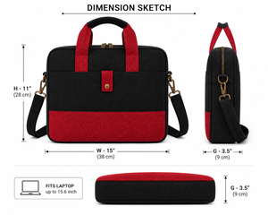 Maletín Moderno para Portátil AMANI de Yute, 16 Pulgadas, Bolsa de Hombro para Negocios con Asa Protectora y Cierre, Ecológico, Negro y Rojo - Product Image 2