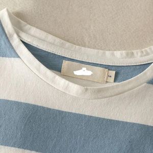 เสื้อยืดแขนสั้นลายทางผู้ชาย คอกลม ทรงปกติ ผ้าฝ้าย ใส่สบายๆ - Product Image 6