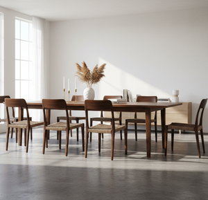 Chaise de salle à manger moderne Traki en teck massif de qualité supérieure avec assise en corde tressée durable et écologique pour salles à manger élégantes et salons de centres commerciaux - Product Image 5