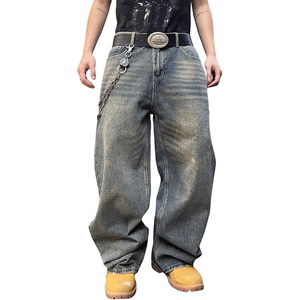 Vaqueros anchos holgados para mujer, talla grande, de mezclilla lavada a la piedra, estilo urbano, corte holgado, largo completo, cintura media, cierre de botones - Product Image 3