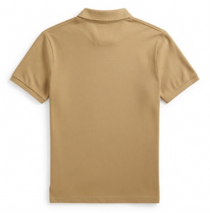 Camisa de Hombre Personalizada de Algodón Piqué, Color Caqui Sólido, Manga Corta, Corte Ajustado, Transpirable, Informal, para Golf, Tenis, Trabajo, Uniforme - Product Image 4