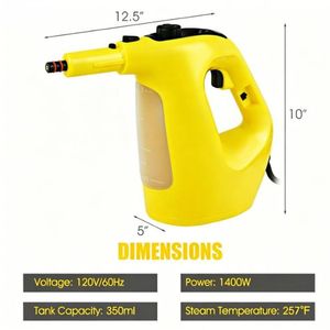 Pulitore a Vapore Portatile ad Alta Pressione 1400W, 5 Bar, 257 Accessori Inclusi Set di 14 Pezzi per Pulizia Senza Prodotti Chimici per Cucina e Bagni - Product Image 2