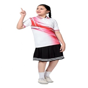 Ensemble de vêtements de sport pour enfants, filles, étudiants, en gros, personnalisé, t-shirt uni, jupe plissée, uniforme, robe, polyester/coton, TISSU INTELLIGENT - Product Image 5