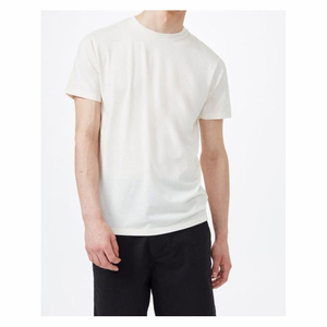 T-shirt pour homme à manches courtes, col rond, blanc, avec imprimé palmier au dos, coupe décontractée, jersey en coton respirant - Product Image 1